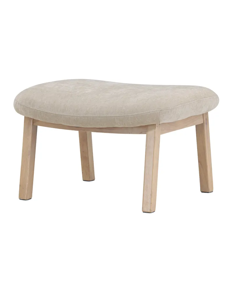 Rile Fußhocker mit Holzbeinen in Whitewash, Beige