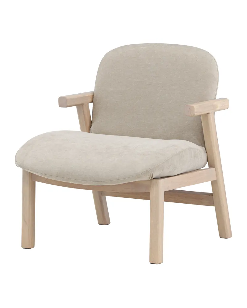 Rile Sessel in Beige mit Holzgestell in Whitewash