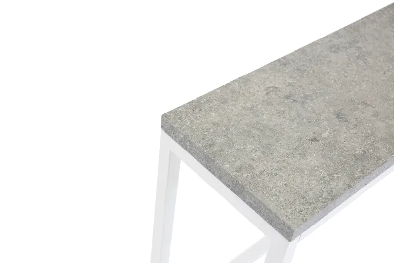 Rise schmaler Beistelltisch mit Stahlgestell in 110 × 30 cm, Grau, Gestell Weiß, Ansicht 3