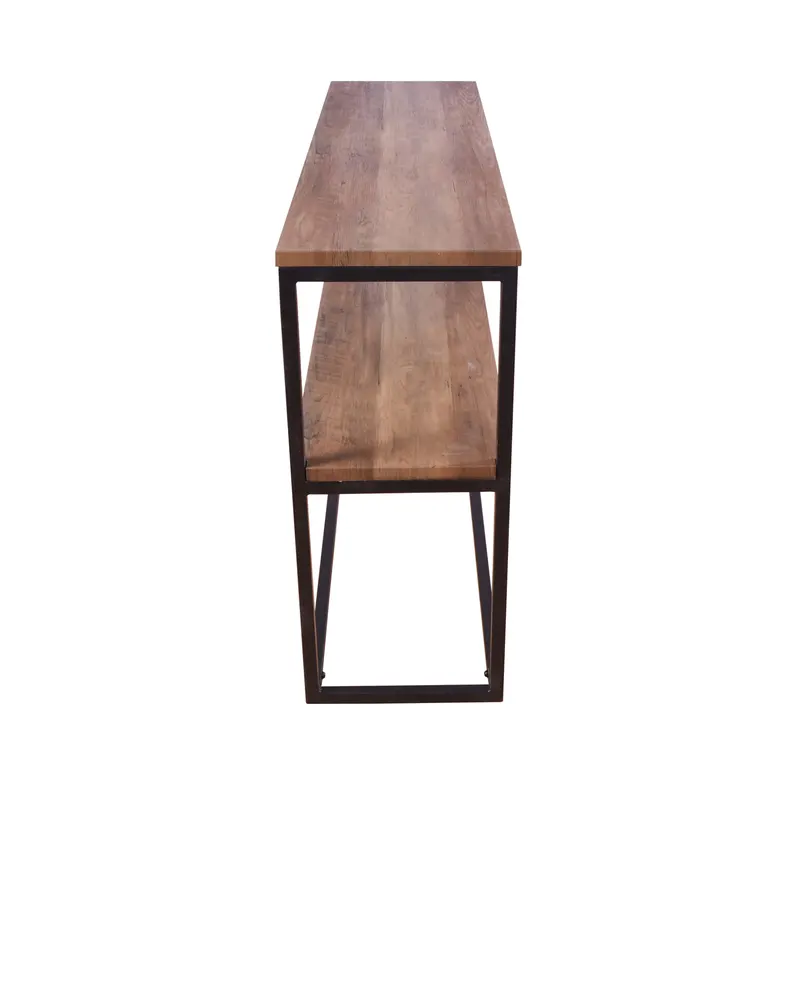 Rise schmaler Beistelltisch mit Stahlgestell in 110 × 30 cm, Walnuss, Gestell Schwarz, Ansicht 1