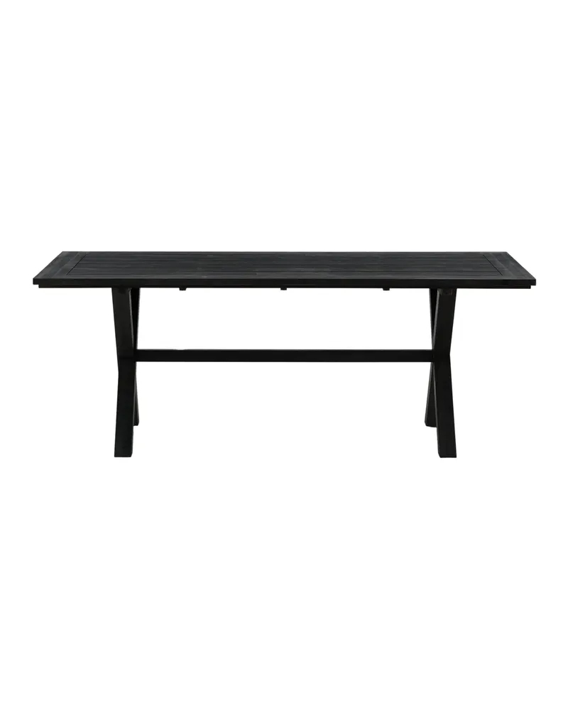 Rives Gartentisch 200 × 100 cm aus schwarzer Akazie mit X-Gestell, Schwarz
