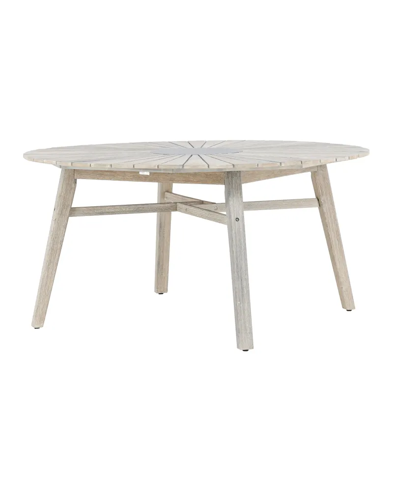 Rives runder Gartentisch Ø 150 cm, Whitewash-Akazie mit Zement, Whitewash