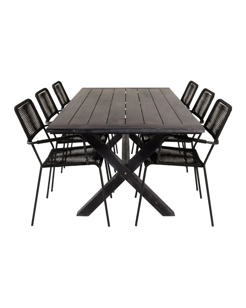 Rives & Lindos Gartenmöbel-Set mit Akazientisch und 6 Seilstühlen