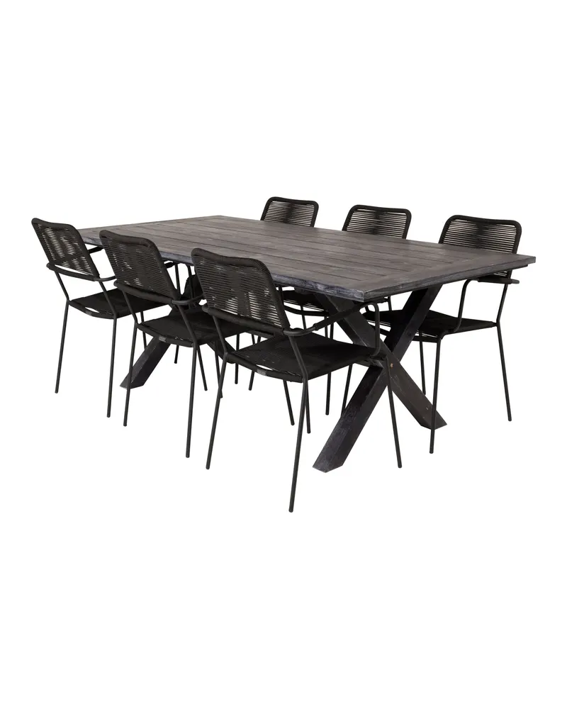 Rives & Lindos Gartenmöbel-Set mit Akazientisch und 6 Seilstühlen, Ansicht 2