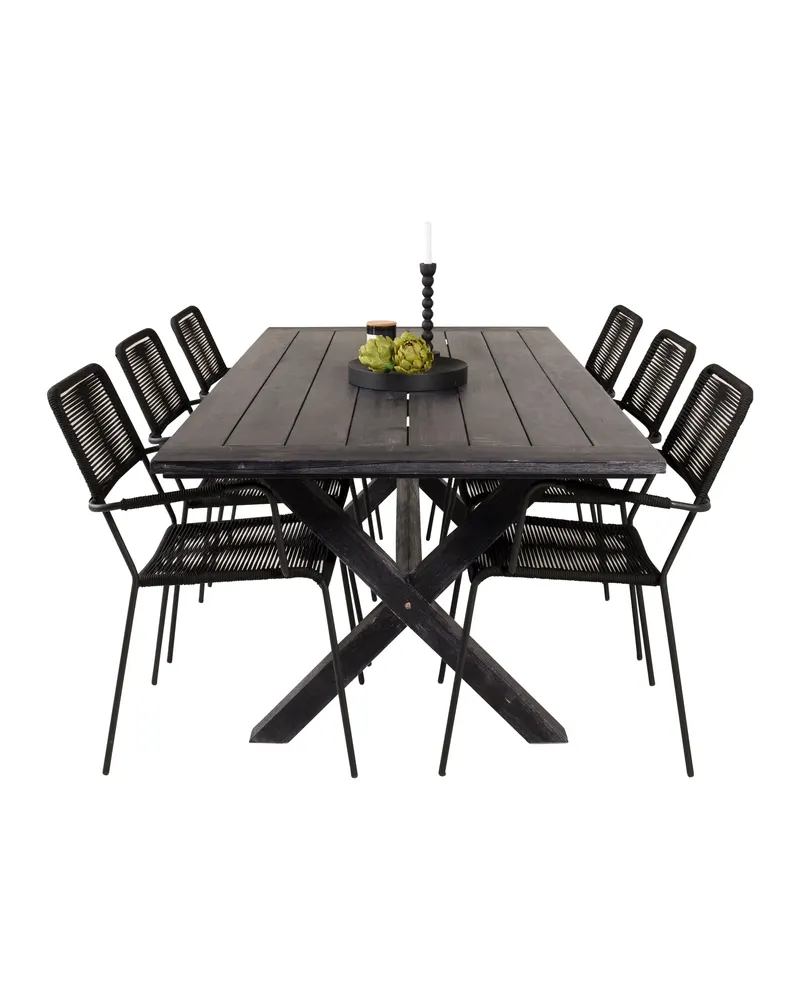 Rives & Lindos Gartenmöbel-Set mit Akazientisch und 6 Seilstühlen, Ansicht 3