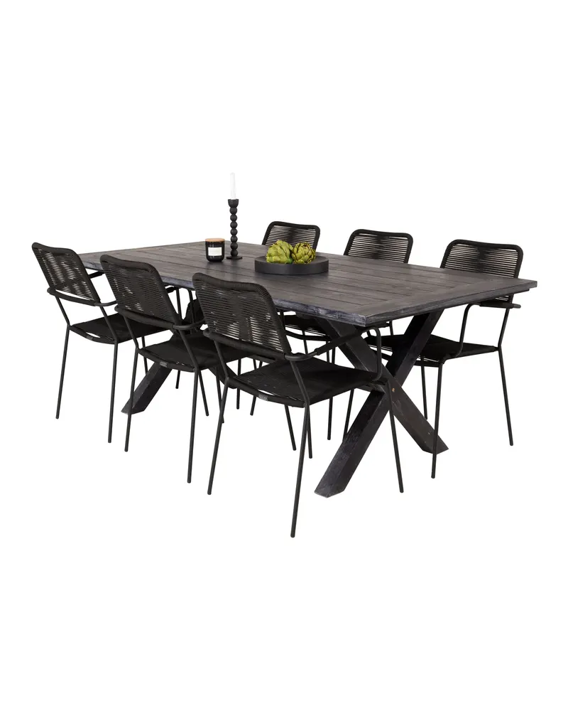 Rives & Lindos Gartenmöbel-Set mit Akazientisch und 6 Seilstühlen, Ansicht 4