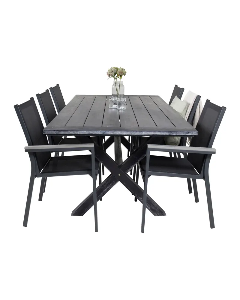 Rives & Parma Gartenmöbel-Set mit Akazientisch und 6 Textilene-Stühlen, Ansicht 3