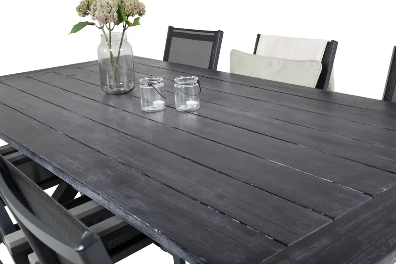 Rives & Parma Gartenmöbel-Set mit Akazientisch und 6 Textilene-Stühlen, Ansicht 5