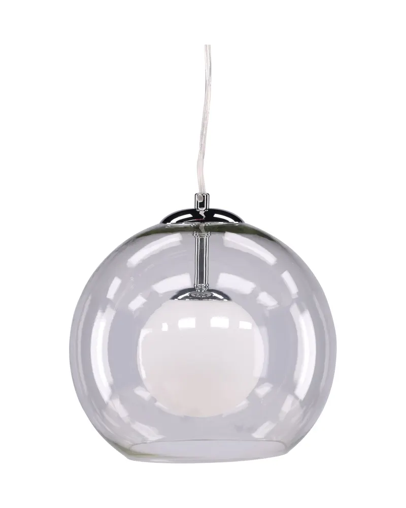 Roche Hängelampe mit Kugel aus klarem Glas, Ø 25 cm