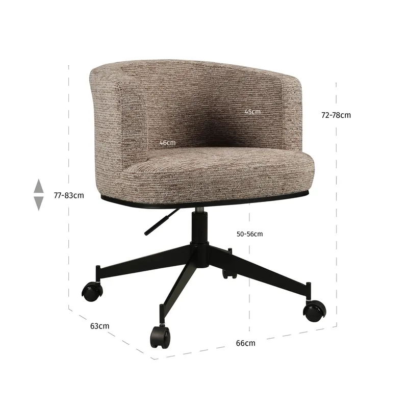 Esszimmerstuhl Rochenne, Mocca Linear, drehbar von Richmond Interiors, Maßzeichnung 8