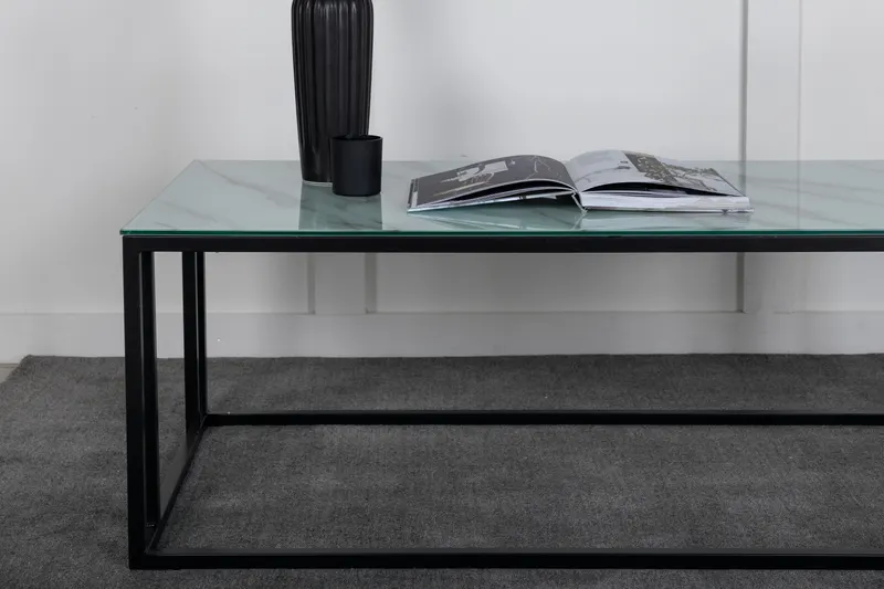 Rock 2.0 Couchtisch mit marmorierter Platte, im Wohnraum, Ansicht 2