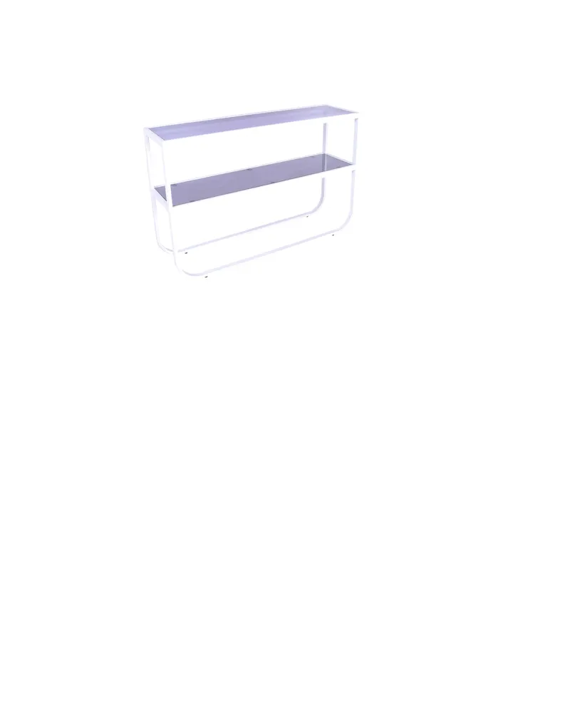 Rocker Beistelltisch mit Rauchglas und weißem Gestell, 110 × 30 cm