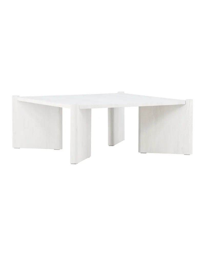 Rogaland quadratischer Couchtisch 100 × 100 cm auf breiten Wangen in Whitewash, Ansicht 1