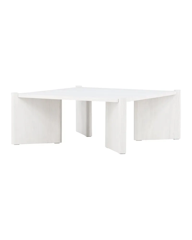 Rogaland quadratischer Couchtisch 100 × 100 cm auf breiten Wangen in Whitewash, Ansicht 4