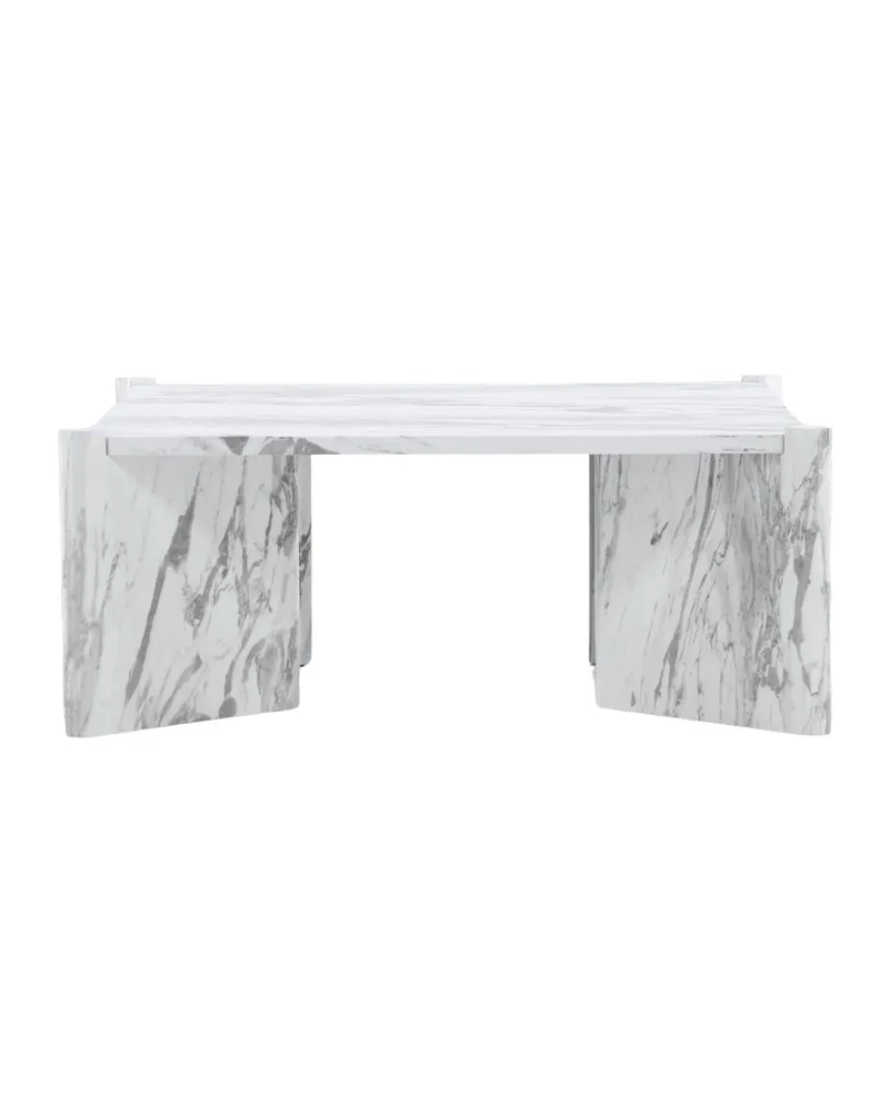 Rogaland quadratischer Couchtisch 100 × 100 cm auf breiten Wangen in Weiß, Ansicht 1