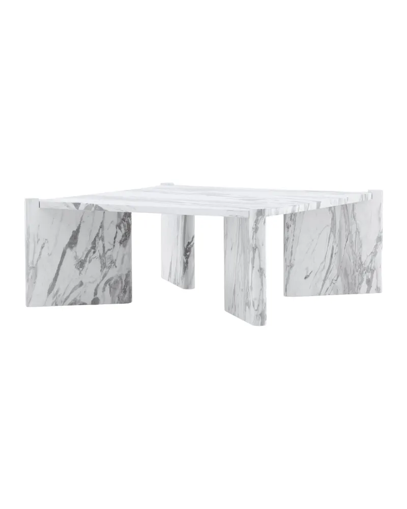 Rogaland quadratischer Couchtisch 100 × 100 cm auf breiten Wangen in Weiß, Ansicht 3