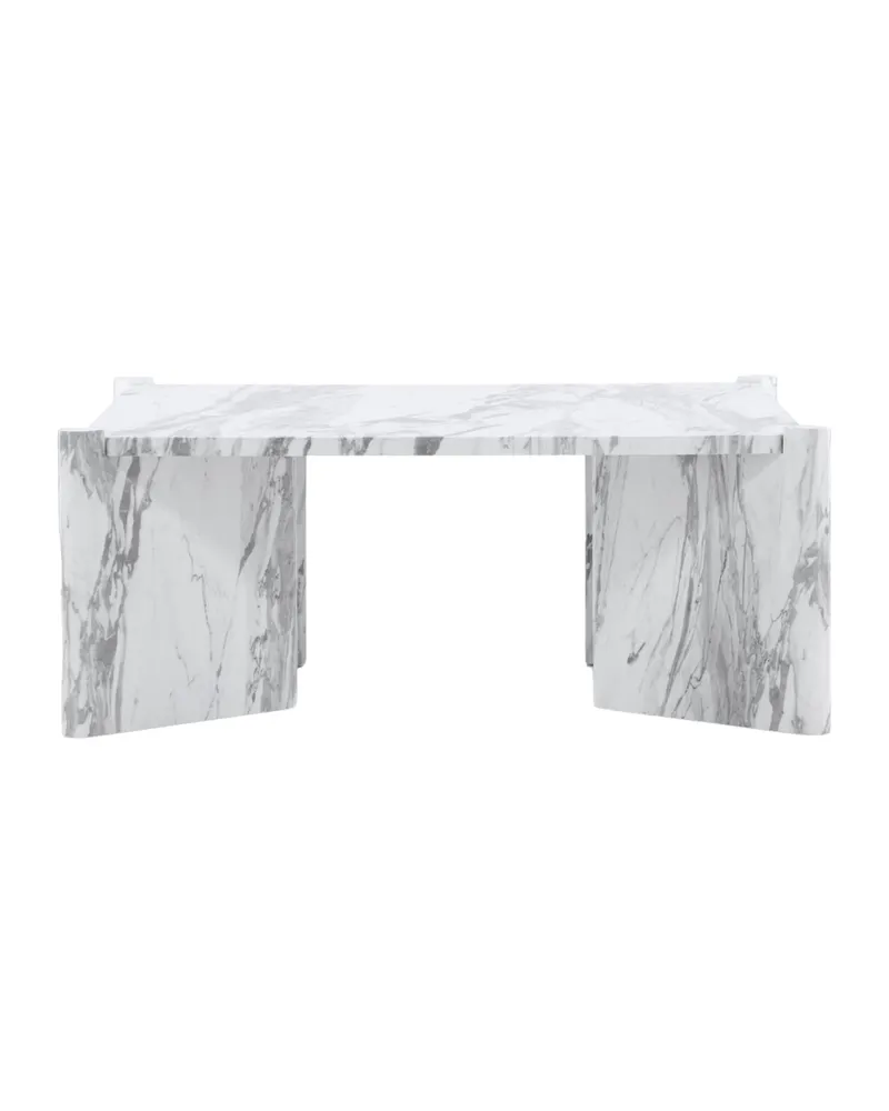 Rogaland quadratischer Couchtisch 100 × 100 cm auf breiten Wangen in Weiß, Ansicht 4