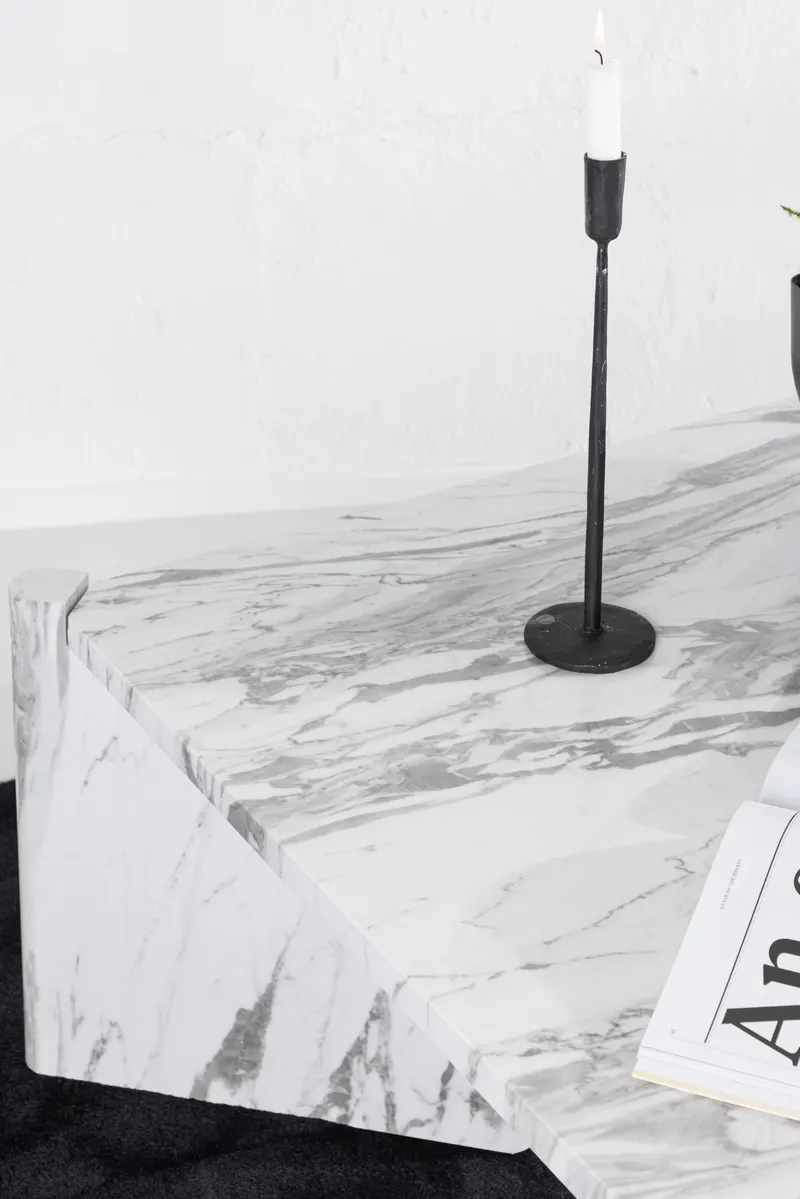 Rogaland quadratischer Couchtisch 100 × 100 cm auf breiten Wangen in Weiß, im Wohnraum, Ansicht 4