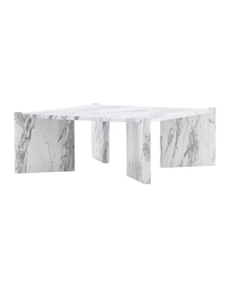 Rogaland quadratischer Couchtisch 100 × 100 cm auf breiten Wangen in Weiß, Ansicht 5