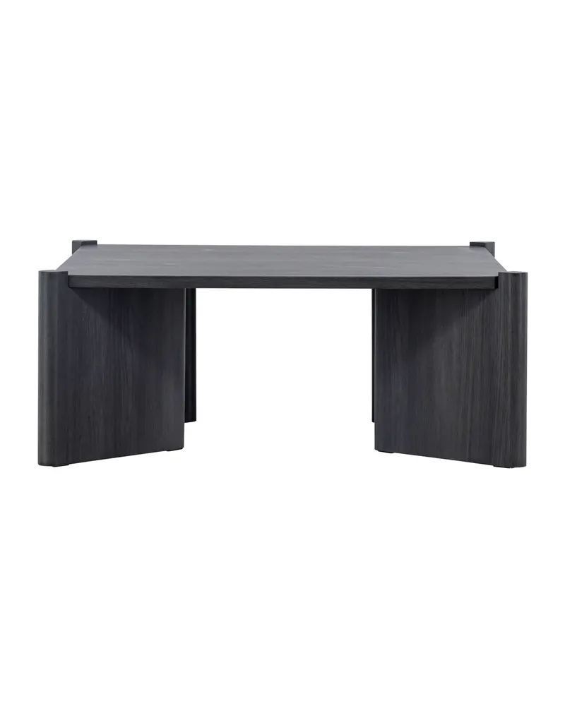 Rogaland quadratischer Couchtisch 100 × 100 cm auf breiten Wangen in Schwarz, Ansicht 7
