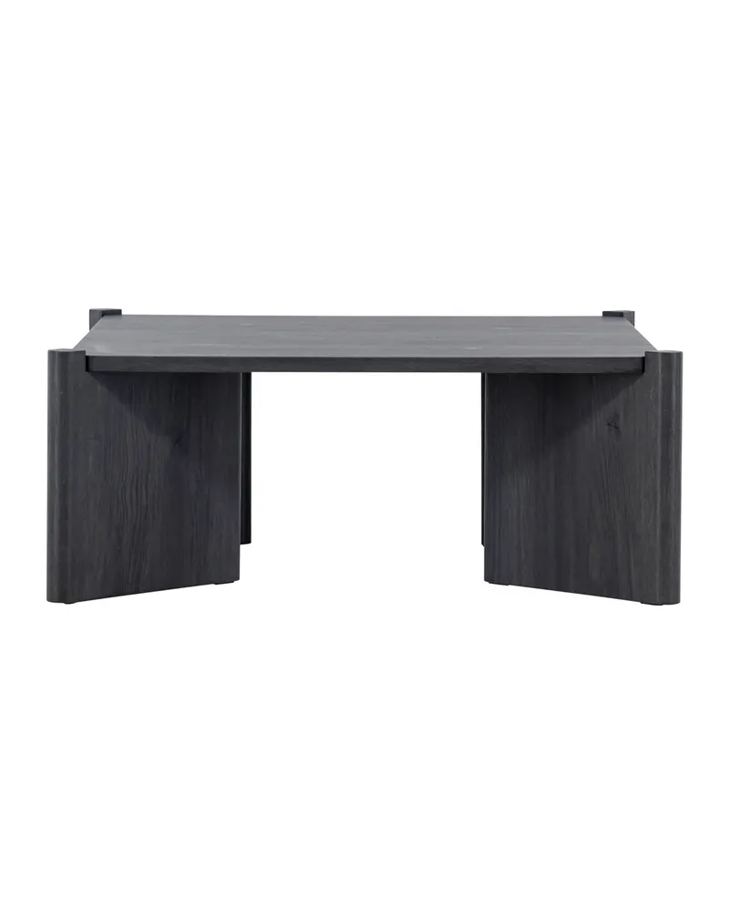 Rogaland quadratischer Couchtisch 100 × 100 cm auf breiten Wangen in Schwarz, Ansicht 2