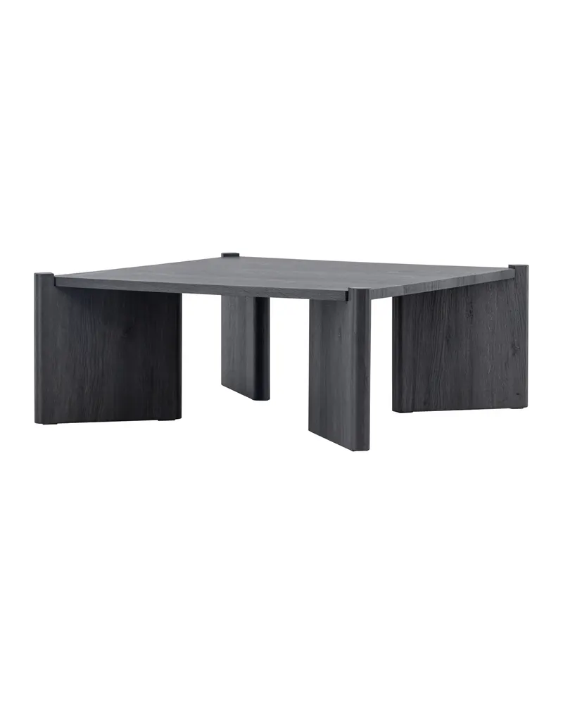 Rogaland quadratischer Couchtisch 100 × 100 cm auf breiten Wangen in Schwarz, Ansicht 3