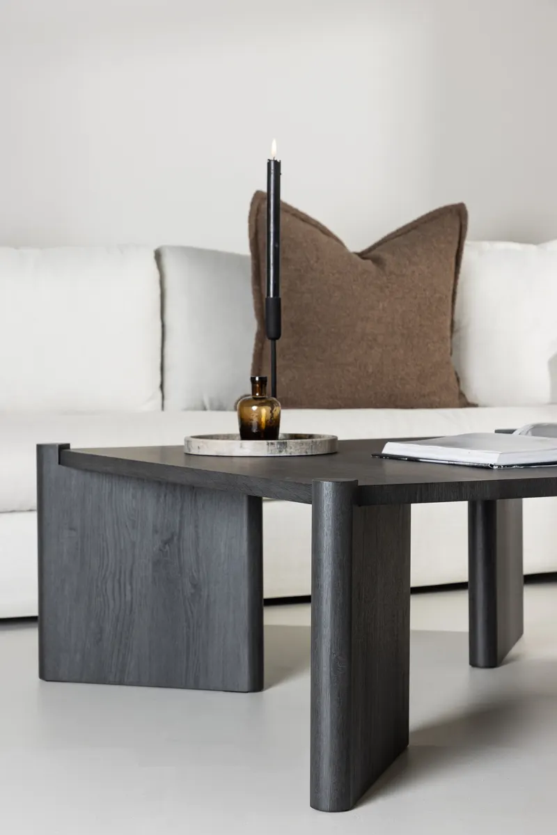 Rogaland quadratischer Couchtisch 100 × 100 cm auf breiten Wangen in Schwarz, im Wohnraum, Ansicht 2