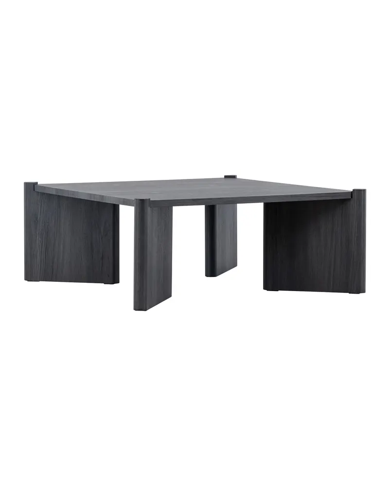Rogaland quadratischer Couchtisch 100 × 100 cm auf breiten Wangen in Schwarz, Ansicht 6