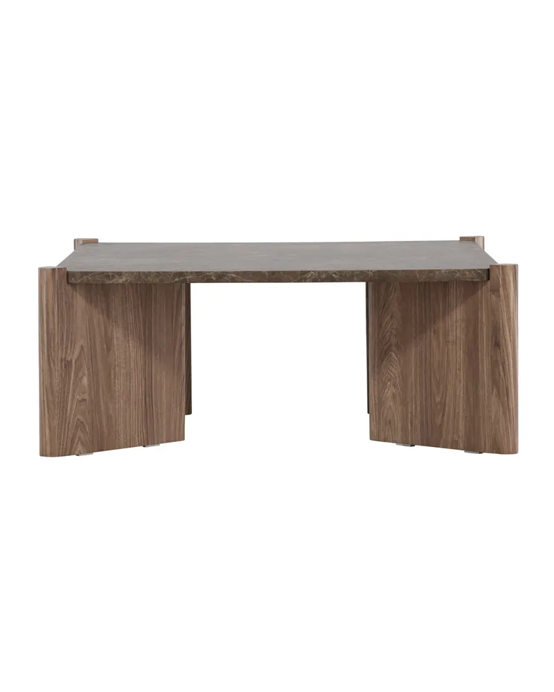 Rogaland quadratischer Couchtisch 100 × 100 cm auf breiten Wangen in Braun, Ansicht 1