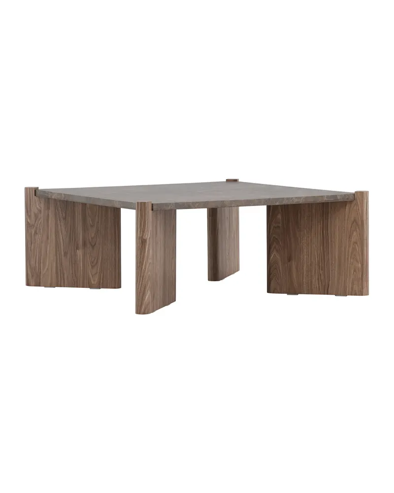 Rogaland quadratischer Couchtisch 100 × 100 cm auf breiten Wangen in Braun, Ansicht 6