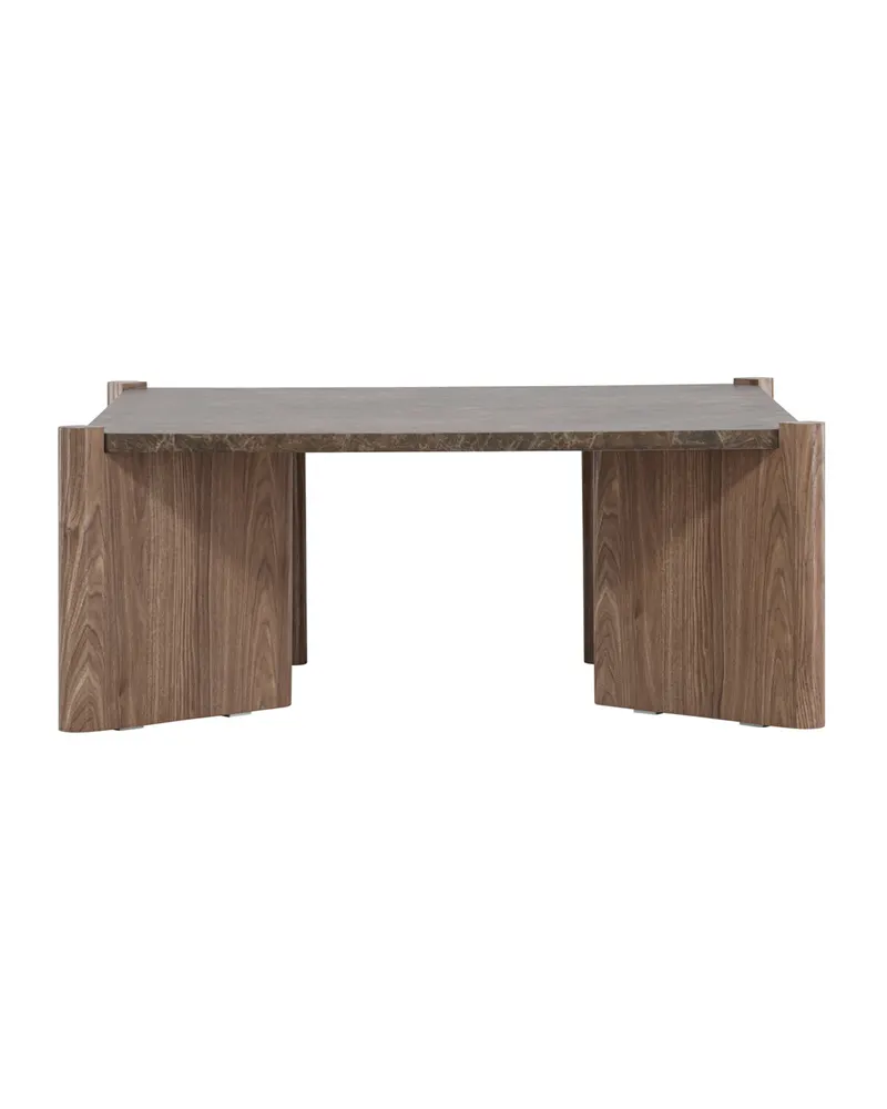 Rogaland quadratischer Couchtisch 100 × 100 cm auf breiten Wangen in Braun, Ansicht 7
