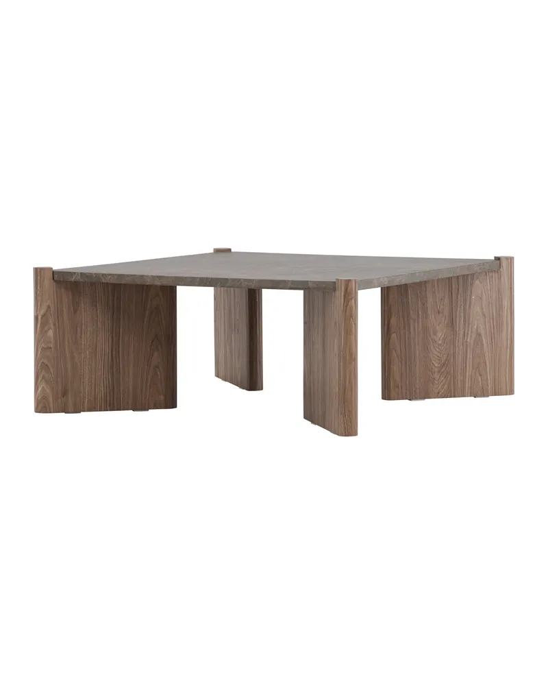 Rogaland quadratischer Couchtisch 100 × 100 cm auf breiten Wangen in Braun, Ansicht 8