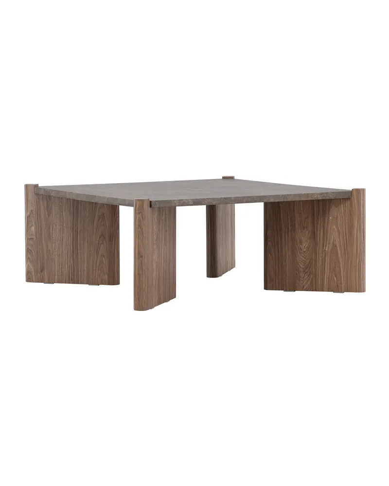 Rogaland quadratischer Couchtisch 100 × 100 cm auf breiten Wangen in Braun, Ansicht 9