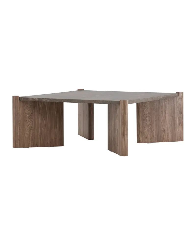 Rogaland quadratischer Couchtisch 100 × 100 cm auf breiten Wangen in Braun, Ansicht 11