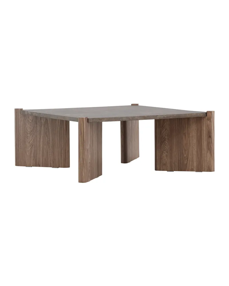 Rogaland quadratischer Couchtisch 100 × 100 cm auf breiten Wangen in Braun, Ansicht 12