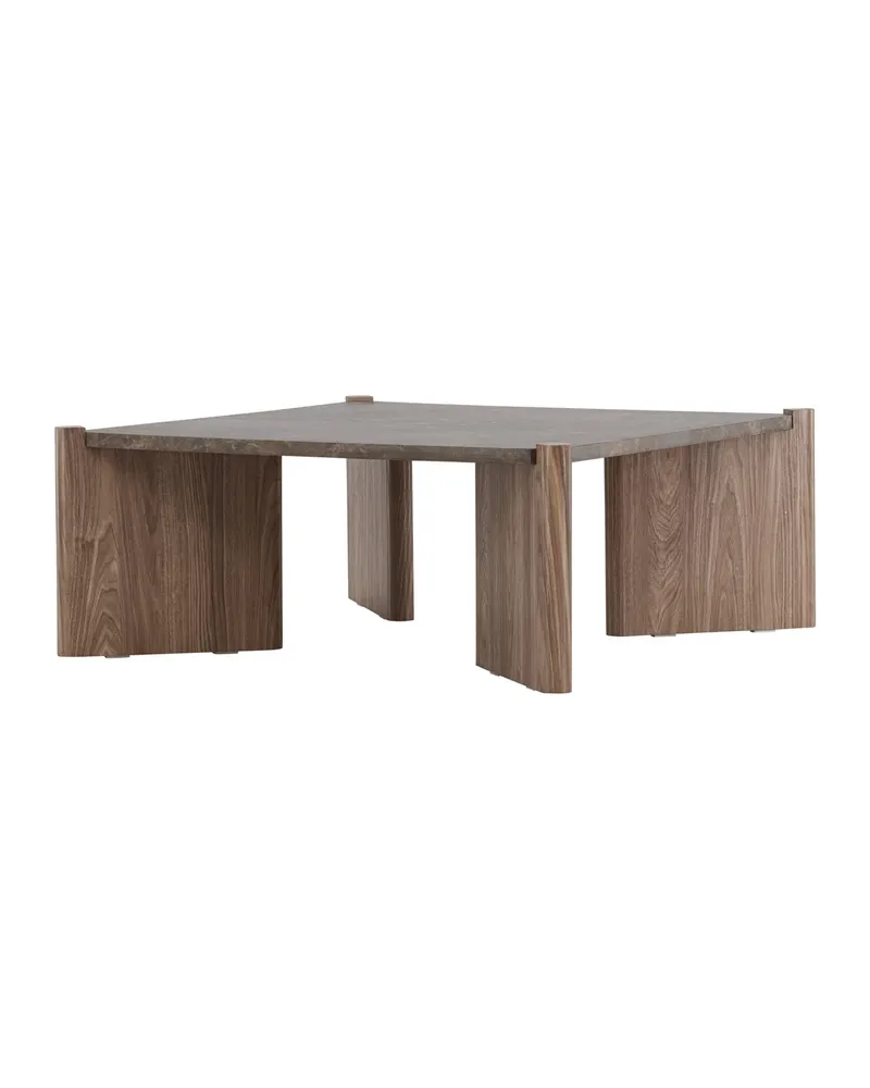 Rogaland quadratischer Couchtisch 100 × 100 cm auf breiten Wangen in Braun, Ansicht 2