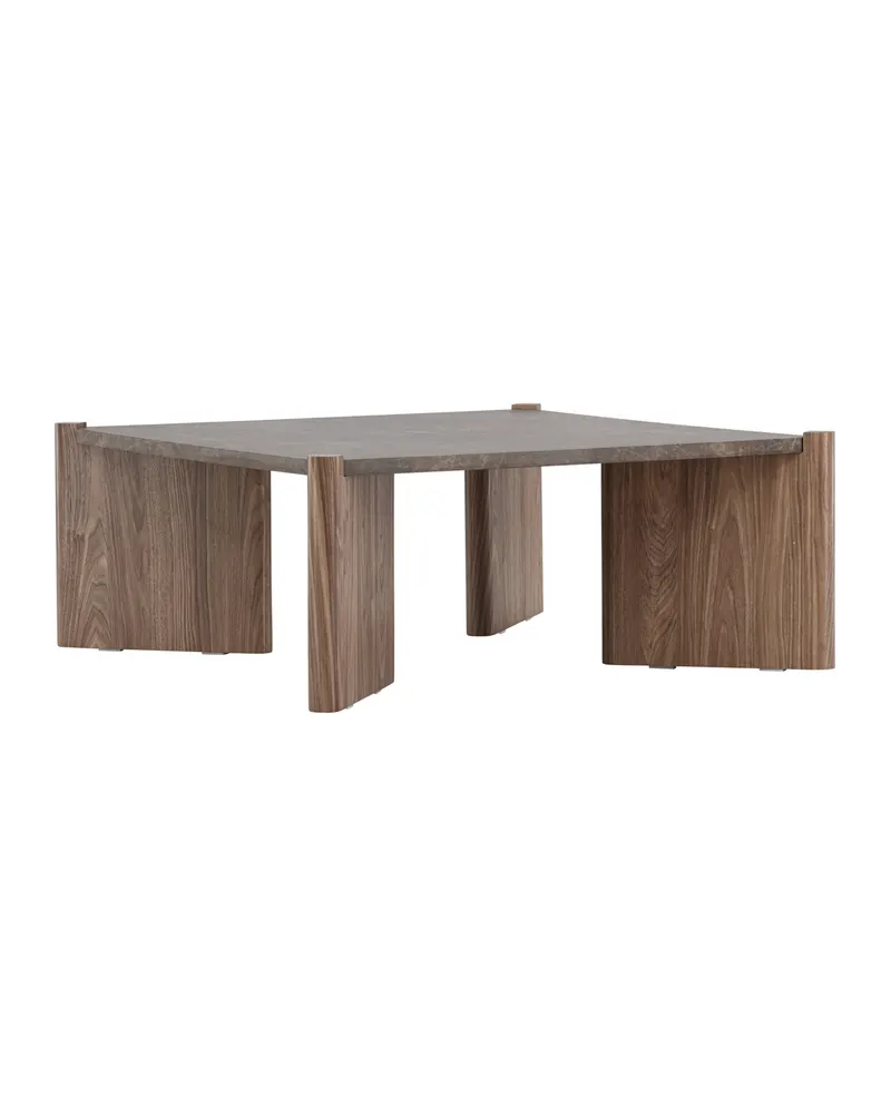 Rogaland quadratischer Couchtisch 100 × 100 cm auf breiten Wangen in Braun, Ansicht 3