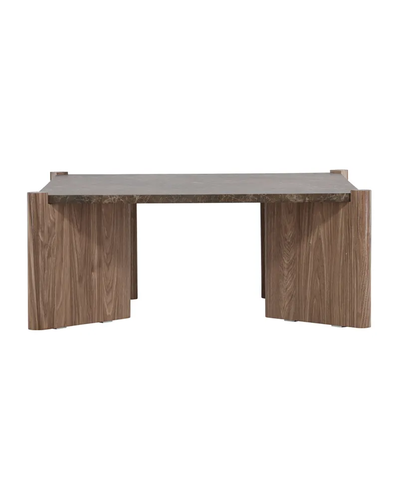 Rogaland quadratischer Couchtisch 100 × 100 cm auf breiten Wangen in Braun, Ansicht 4