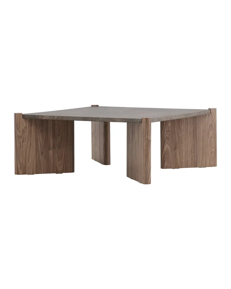 Rogaland quadratischer Couchtisch 100 × 100 cm auf breiten Wangen in Braun, Ansicht 5