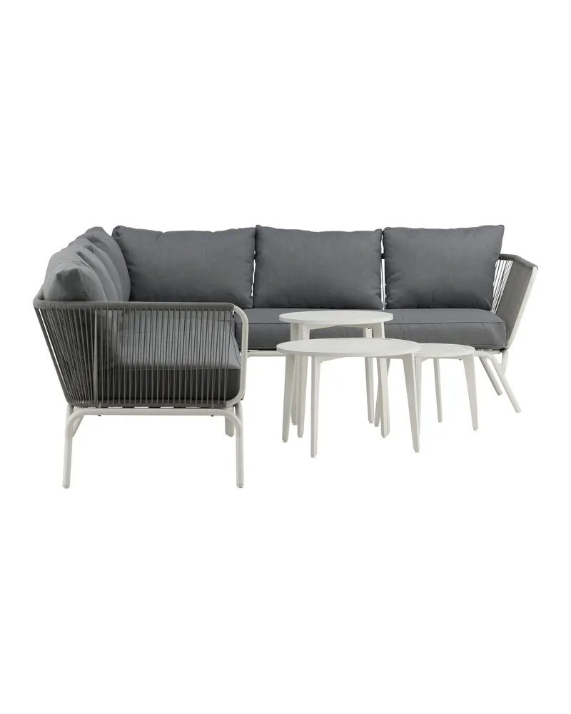 Roxo Gartenlounge mit weißem Ecksofa und Satztischen, Ansicht 12