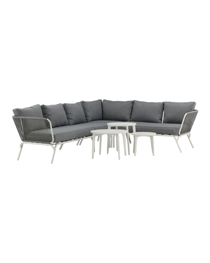 Roxo Gartenlounge mit weißem Ecksofa und Satztischen, Ansicht 2