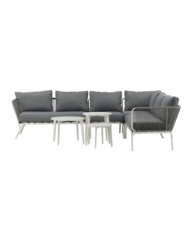 Roxo Gartenlounge mit weißem Ecksofa und Satztischen, Ansicht 3