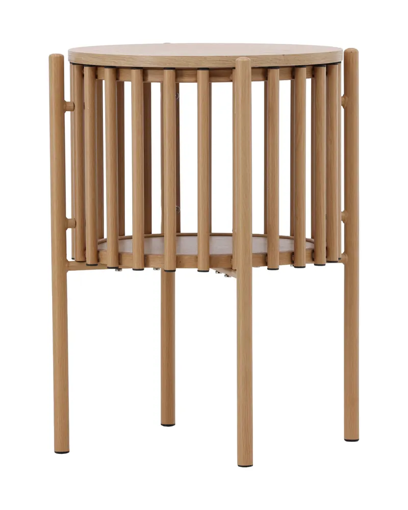 Rubbo runder Beistelltisch Ø 45 cm mit Lamellen in Holzoptik