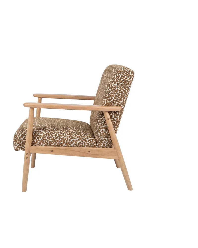 Runbert Retro-Sessel mit gemustertem Bezug und Holzgestell