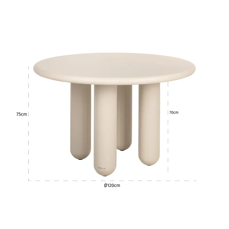 Runder Esstisch Calma, Beige, 120Ø cm von Richmond Interiors, Maßzeichnung 4