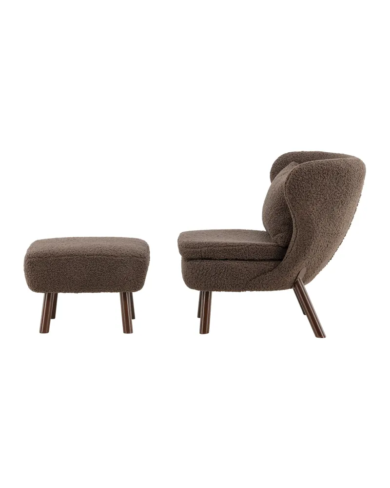 Ryxö Lesesessel mit Fußhocker in Braun, Polyester-Teddystoff, Ansicht 10