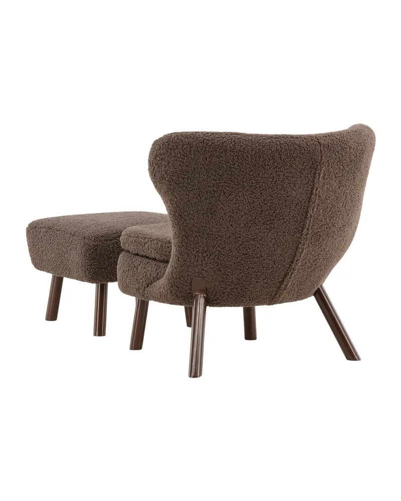 Ryxö Lesesessel mit Fußhocker in Braun, Polyester-Teddystoff, Ansicht 11