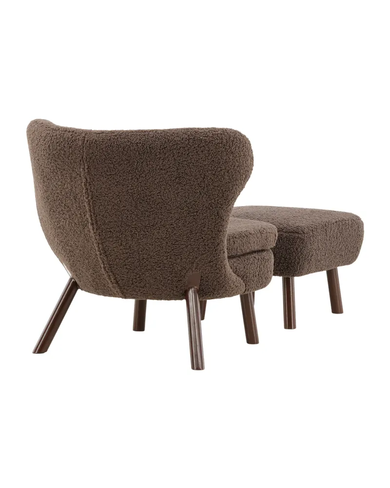 Ryxö Lesesessel mit Fußhocker in Braun, Polyester-Teddystoff, Ansicht 12