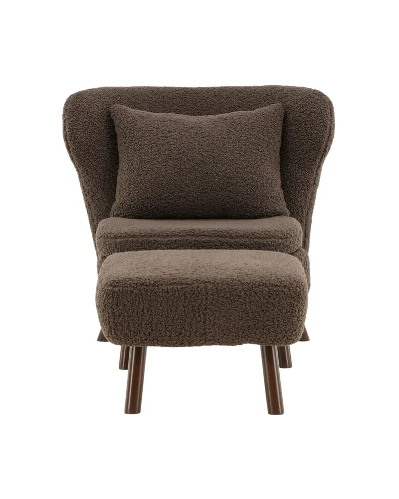 Ryxö Lesesessel mit Fußhocker in Braun, Polyester-Teddystoff, Ansicht 2