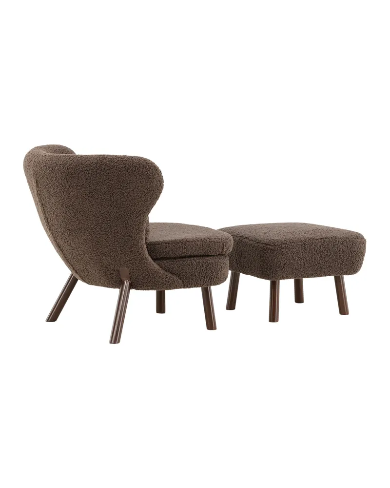 Ryxö Lesesessel mit Fußhocker in Braun, Polyester-Teddystoff, Ansicht 6
